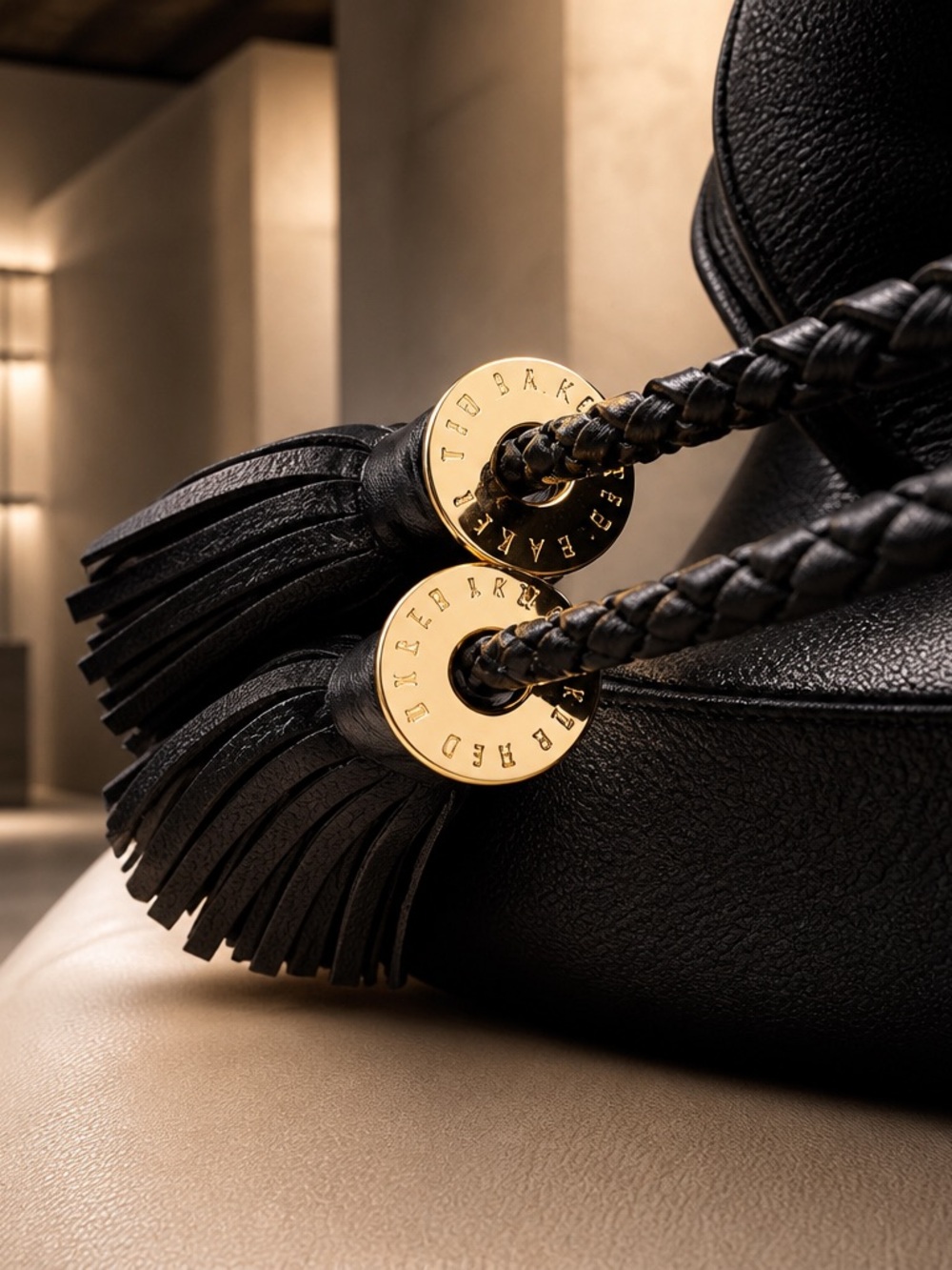 Flawless Ted Baker Black Bucket Shoulder Bag with Tassel and dust bag - Picture 7 of 8
